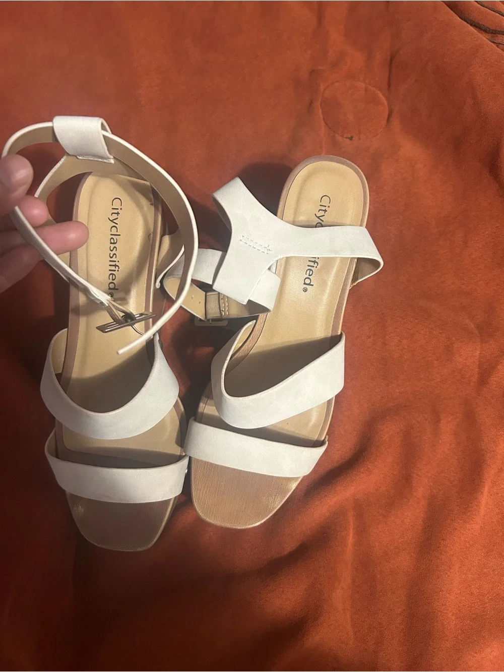 Cityclassified Cream Platform Wedge Sandals